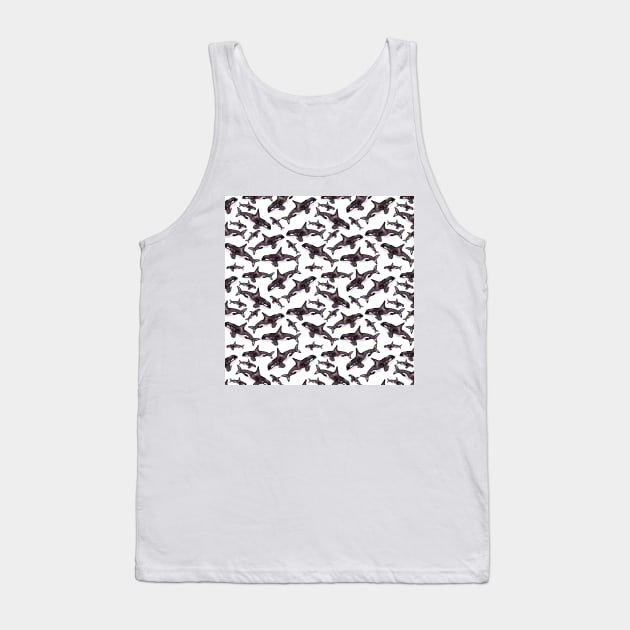 Watercolor Orca Whale Pod | Pattern Tank Top by Harpleydesign